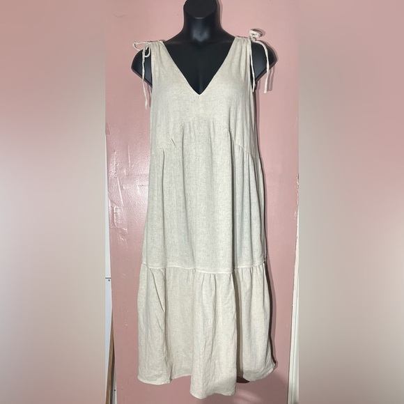 ASOS Design Milkmaid peasant sand boho linen blend cottage core maxi sundress 8 - Picture 2 of 12